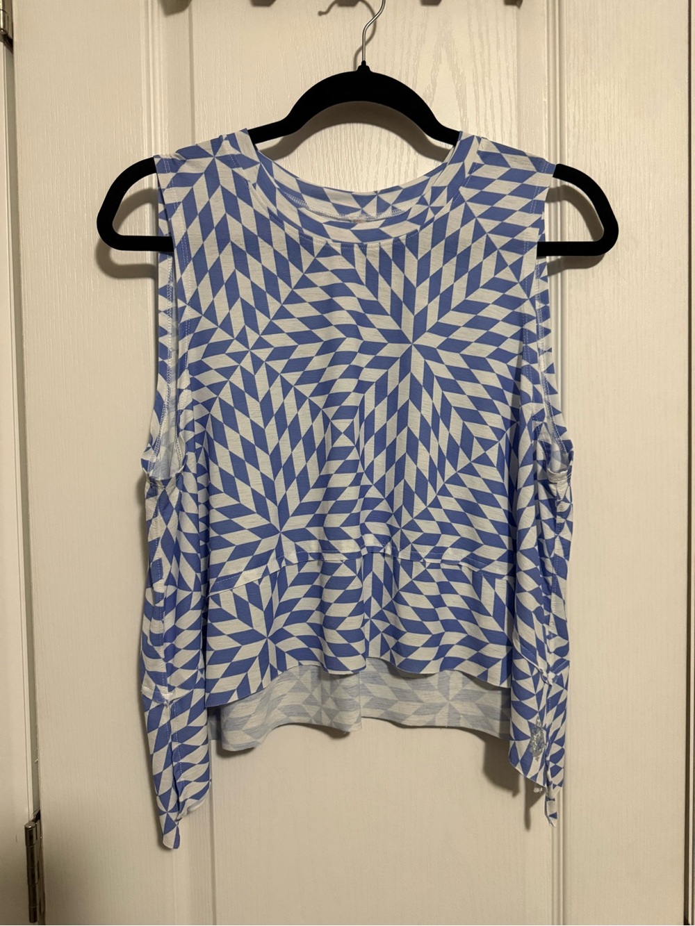 Oversized free people Sleeveless Blue Geometric top - Picture 3 of 9